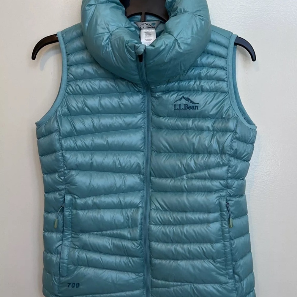 LL Bean Down 700 Fill Puffer Vest Full Zip Blue Women's Size Small